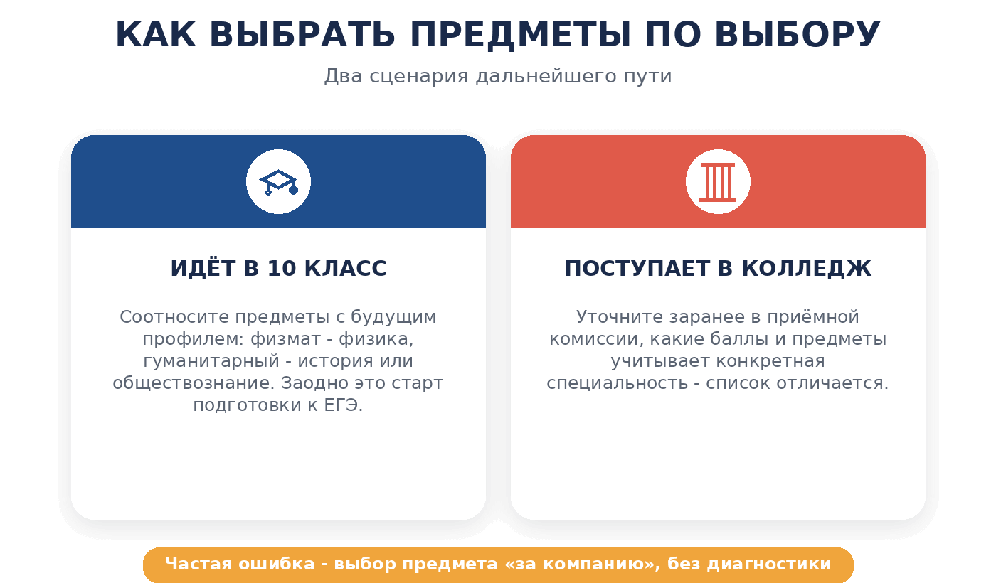 Определиться с предметами по выбору